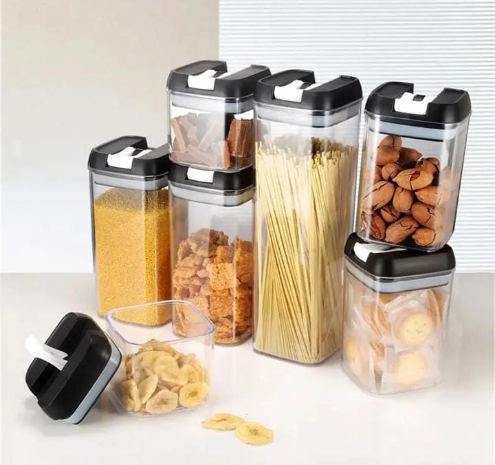 Set de 7 Contenedores Hermeticos para Cocina Super Resistentes de Acrilico