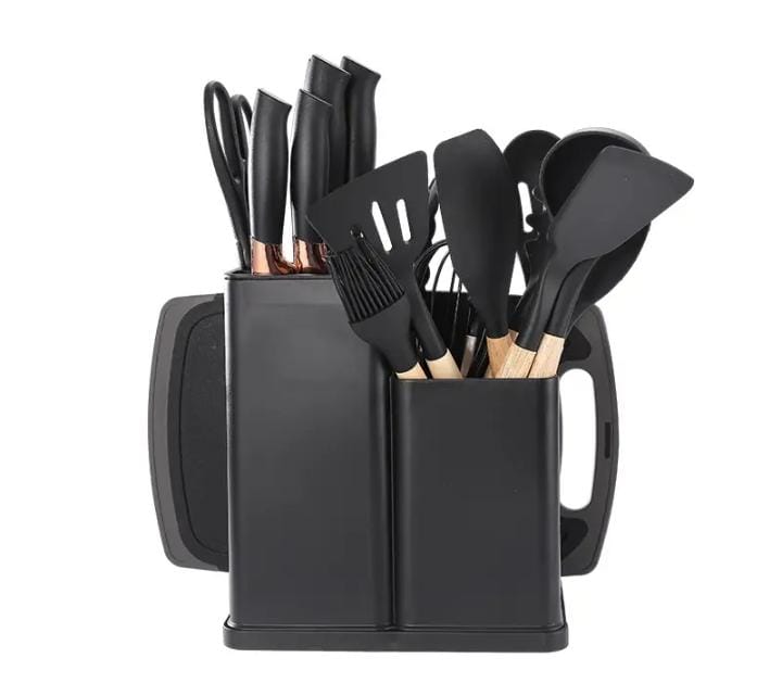 Set de Utensilios para cocina x 19 Piezas de Silicona y madera Premium